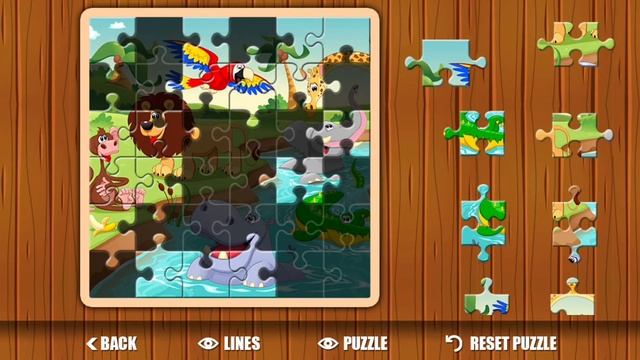 Бегемот плавает быстрее крокодила - Пазл для малышей смотреть онлайн