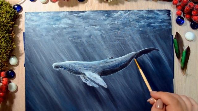 Fantasy art Humpback whale. Oil painting time Lapse смотреть онлайн