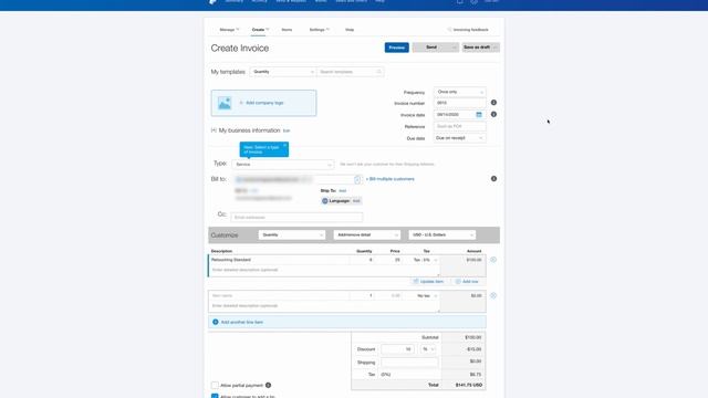 Как выставить онлайн счет на оплату, инвойс через PayPal. Образец смотреть онлайн