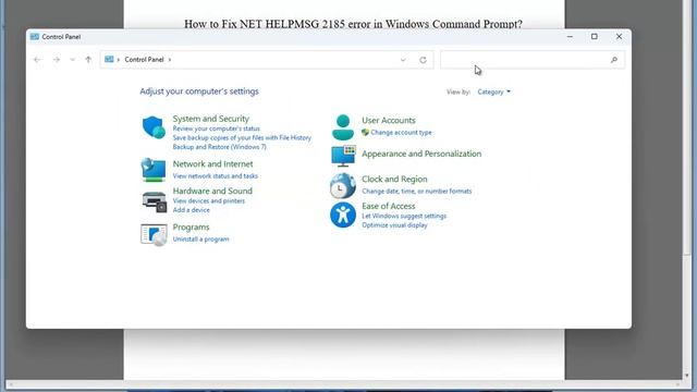 Fix NET HELPMSG 2185 error in Windows Command Prompt.