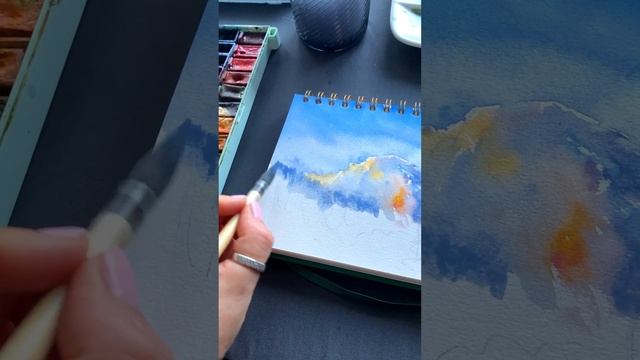 Лёгкий скетч акварелью. Зимний пейзаж. Рисуем снежные горы