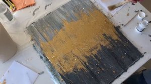 Интерьерная картина. Современная Картина. Акрил, листовая поталь и эпоксидная смола.