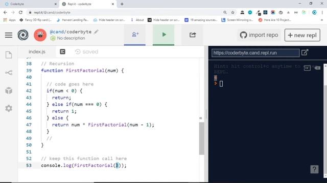 First Factorial - Javascript Challenges (Coderbyte)