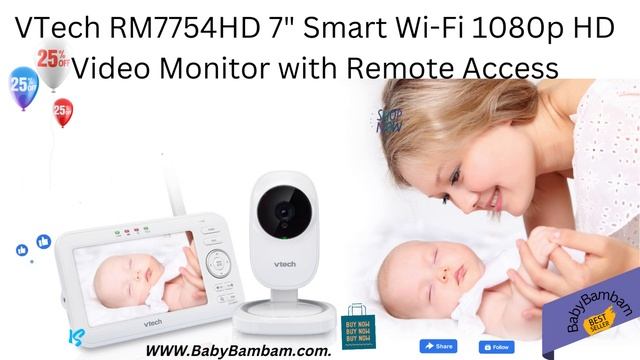 VTech RM7754HD 7 Smart Wi Fi 1080p HD Video Monitor with Remote Access смотреть онлайн