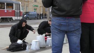 Крутая игра на ведрах, кастрюлях. Павелецкая 25 Апреля