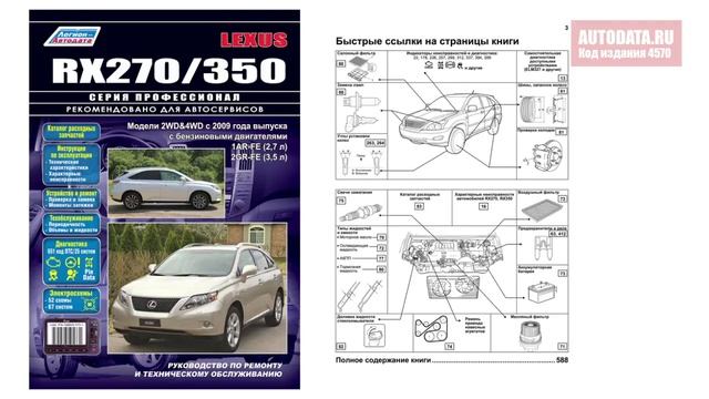 Руководство по ремонту Lexus RX270, 350 с 2009 бензин