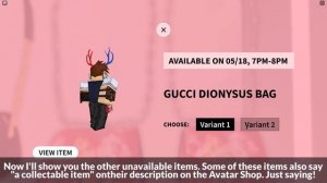 A ROBLOX GUCCI EVENT ITEM WENT LIMITED? (MORE SOON?) | Roblox