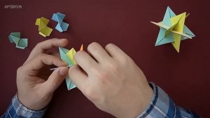 Кусудама Звездочка из треугольников | Как сделать бумажную оригами кусудаму [Без Клея]