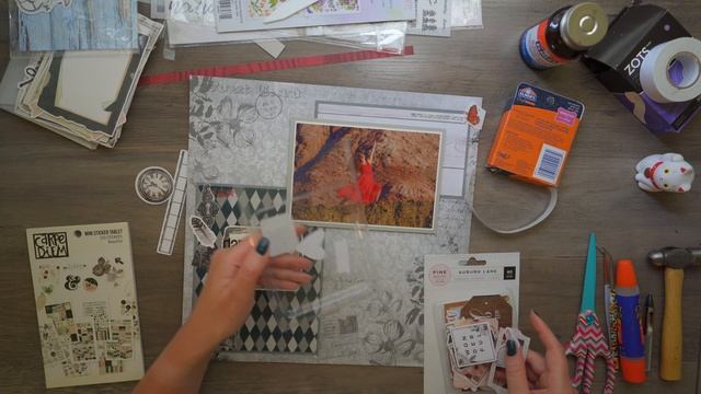 Making a Gray and Red Scrapbook Page | Relaxing Scrapbooking смотреть онлайн