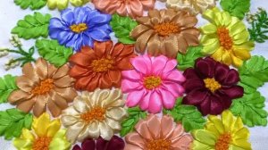 Pretty flower variety embroidery by Bravo’s Ribbonry Designs