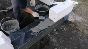 Первый ряд газоблока. Легкий способ для небольших построек   Laying of cellular blocks. First row