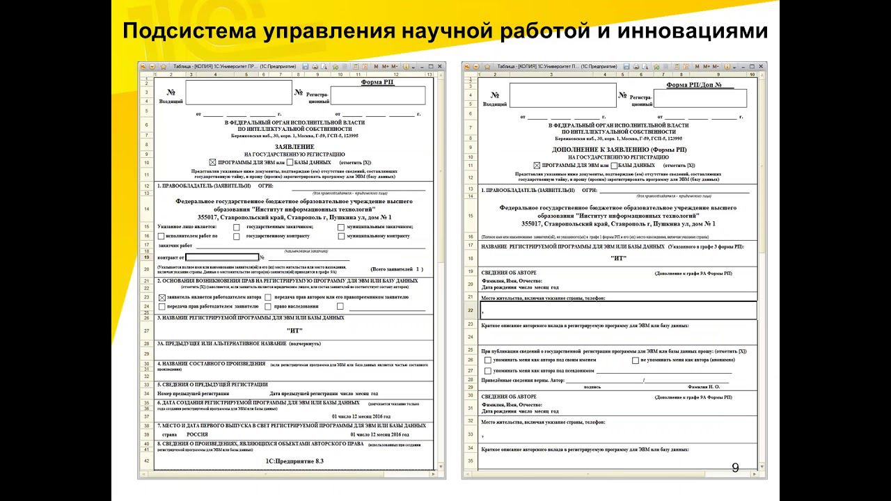 1С:Университет ПРОФ: автоматизация научно исследовательской деятельности