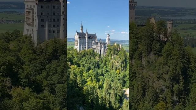 Вид на замок Нойшванштайн с моста Мариенбрюке. Фюссен, Германия