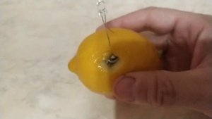 опыт с лимоном и электричеством. зажигание светодиода от одного лимона. lemon battrey experiment.