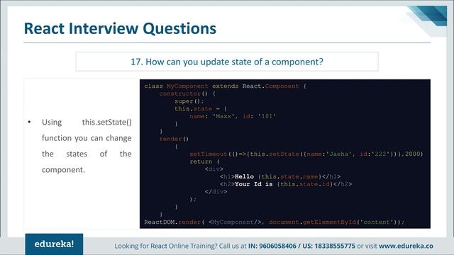 React Interview Questions & Answers  | ReactJS | ReactJS Redux Training | Edureka Rewind  -  1
