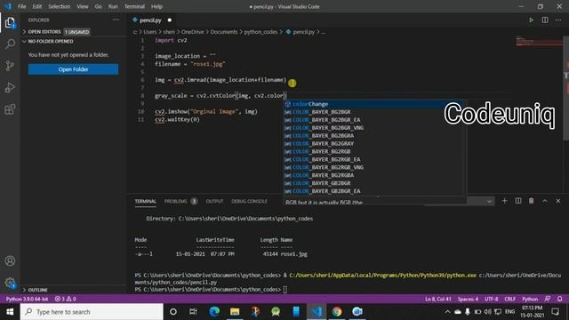 Image To Pencil Drawing Using Python | Image Processing In Opencv Python | Programming | Codeuniq