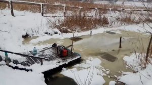 Аэрация пруда мотопомпой при придухе