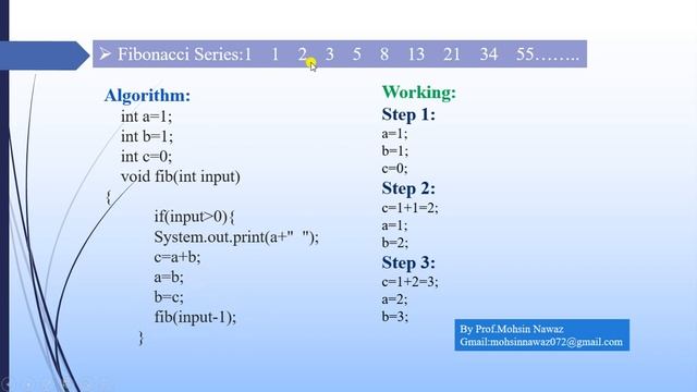 Print N Terms of Fibonacci Series in java using Recursion(Urdu/Hindi) by Prof.Mohsin смотреть онлайн