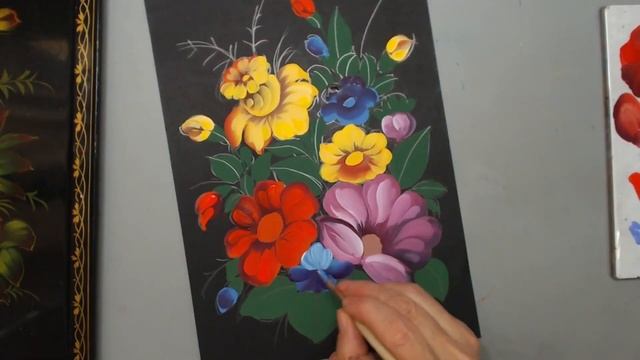 Фрагмент урока "Создание фрагмента сюжета со старого подноса жостово". смотреть онлайн