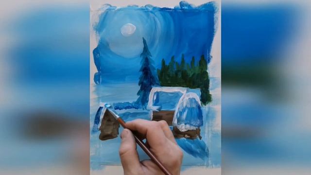 КАК НАРИСОВАТЬ ДЕРЕВЕНСКИЙ ЗИМНИЙ ПЕЙЗАЖ ГУАШЬЮ смотреть онлайн