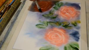 Алые розы.  Акварель  Аква колор . Red roses. Watercolor Aqua Color