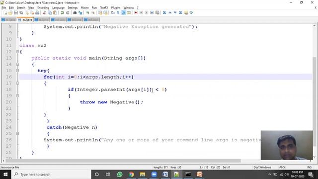 Lec 30 Java program of Exception смотреть онлайн