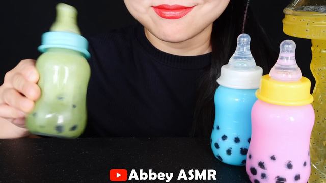 ASMR RAINBOW DRINKS *BABY BOTTLE BOBA TEA, LEG LAMP FROG EGGS DRINK, 신기한 물 먹방 DRINKING MUKBANG смотреть онлайн
