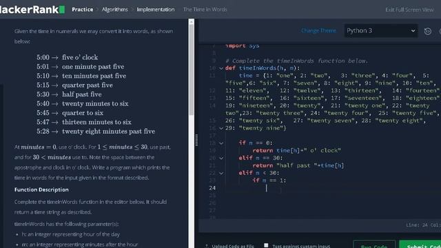 60 - The Time in Words | Implementation | Hackerrank Solution | Python