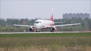 Вылет SSJ 100 а/к Россия из  аэропорта Стригино (Нижний Новгород) в Москву (Шереметьево).