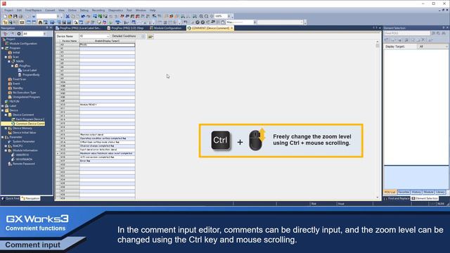 "GX Works3 convenient function(the various comment input functions) video introduction"