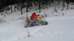 Квадроцикл на гусянках круче снегохода.
