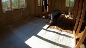 Утепление перекрытия первого этажа. Черновой пол.  Пола из ОСБ. Каркасный дом своими руками ч22.