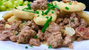 Галушки с мясом.Вкусно и сытно.Идея быстрого обеда