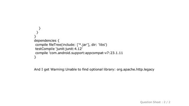Android : Why Warning:Unable to find optional library: org.apache.http.legacy occurs? смотреть онлайн