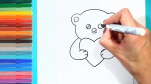 Как нарисовать мишку с сердцем | Простой рисунок медведя | How to draw a bear with a heart.