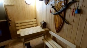 крутая баня из гаража готова (часть 8 мебель, полки, электрика)