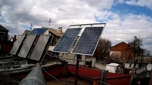 Поворот солнечных панелей за день. Timelapse.