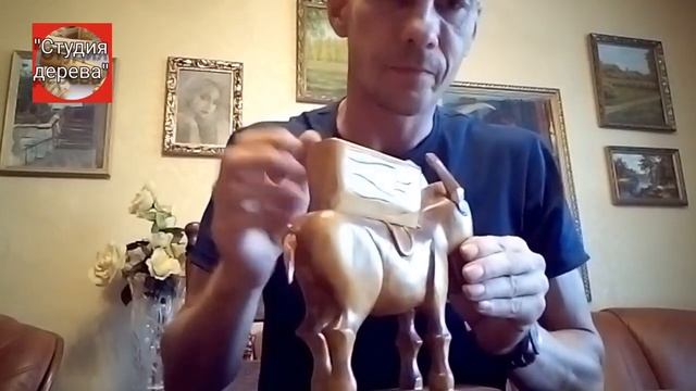 Резной настольный портсигар-ослик. #резьбаподереву
