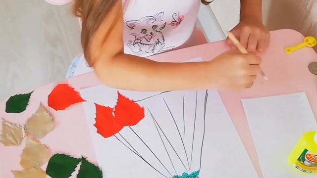 Осенняя поделка из листьев - ДЕВУШКА ОСЕНЬ / АППЛИКАЦИЯ из листьев /AUTUMN CRAFTS [DIY]