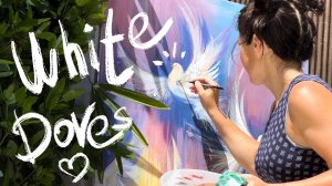 Белые голуби|Рисование акриловыми красками #1
