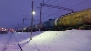 "Чёрный БТС"! Тепловоз 2ТЭ116-1688 "БалтТрансСервис" с наливным поездом!