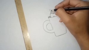 Pencil Drawing Easy Ideas | Cute Cat and Mug Drawing | Amun's Art