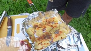 КАРТОШКА К ШАШЛЫКУ.Рецепт  картошки с салом на мангале.