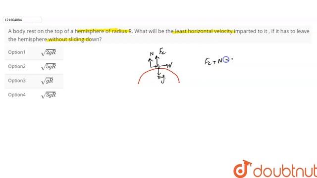 A body rest on the top of a hemisphere of radius R. What will be the least horizontal velocity смотреть онлайн