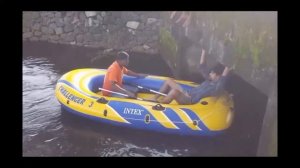 Intex Challenger 3 Inflatable Raft Boat Set with Pump and Oars  in use video