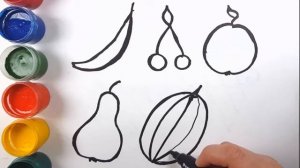 Как нарисовать фрукты, как нарисовать ягоды раскраска гуашью для детей