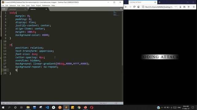 Shining Text animation using HTML and CSS