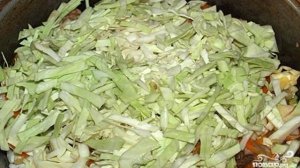 Свежая тушеная капуста с курицей
