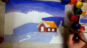 Как нарисовать зимний пейзаж - для детей от 3х лет