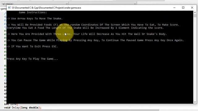 The Snake Game Project In C Language With Source Code Explanation 2020 || Download C Projects 2020